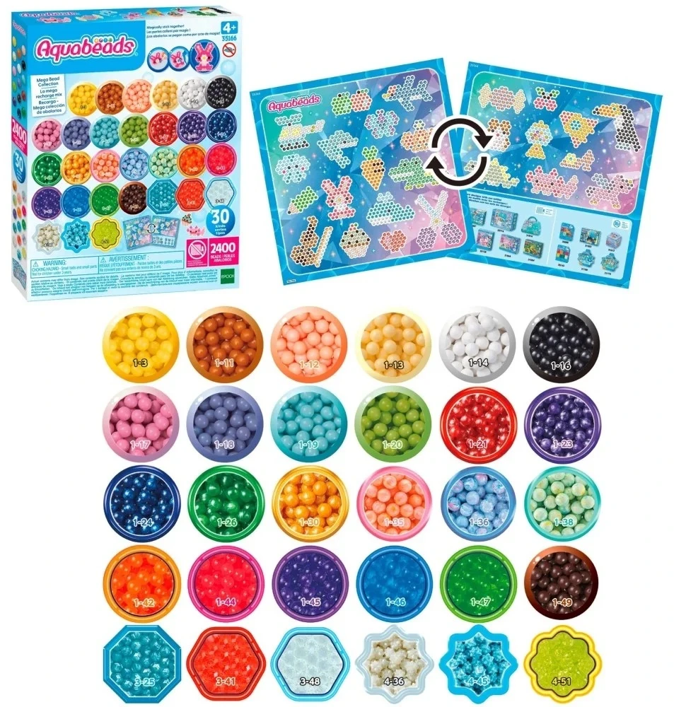 Epoch AQUABEADS Mega kūrybinių karoliukų rinkinys 2400 vienetų vienas kitą papildo