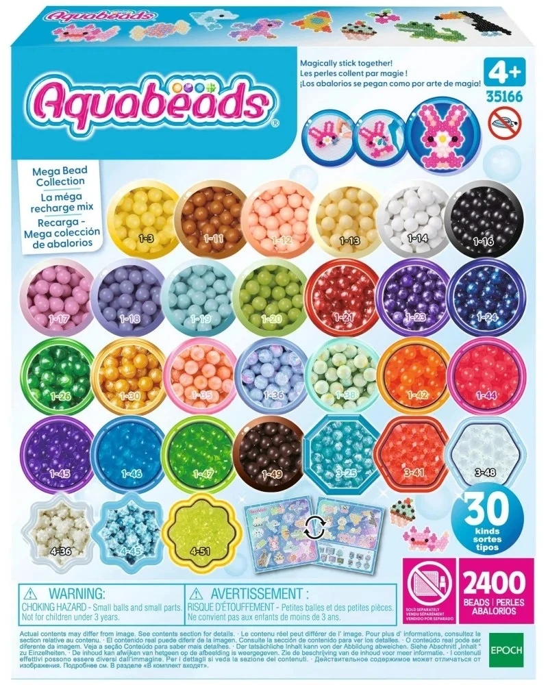 Epoch AQUABEADS Mega kūrybinių karoliukų rinkinys 2400 vienetų vienas kitą papildo