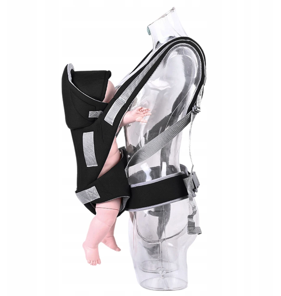 Ergonomiška kelioninė klubinė nešynė kūdikiui iki 13 kg, juoda