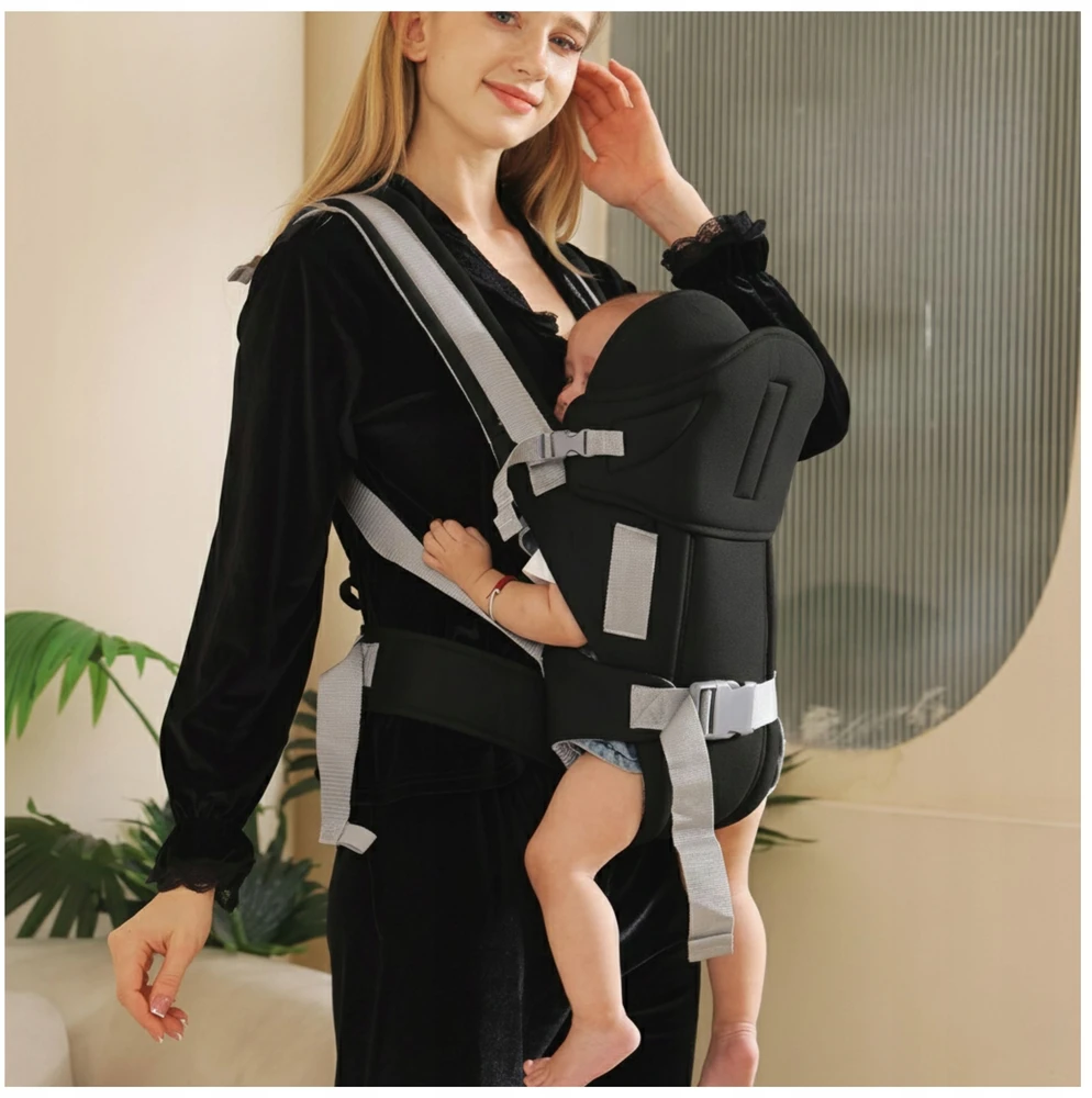 Ergonomiška kelioninė klubinė nešynė kūdikiui iki 13 kg, juoda