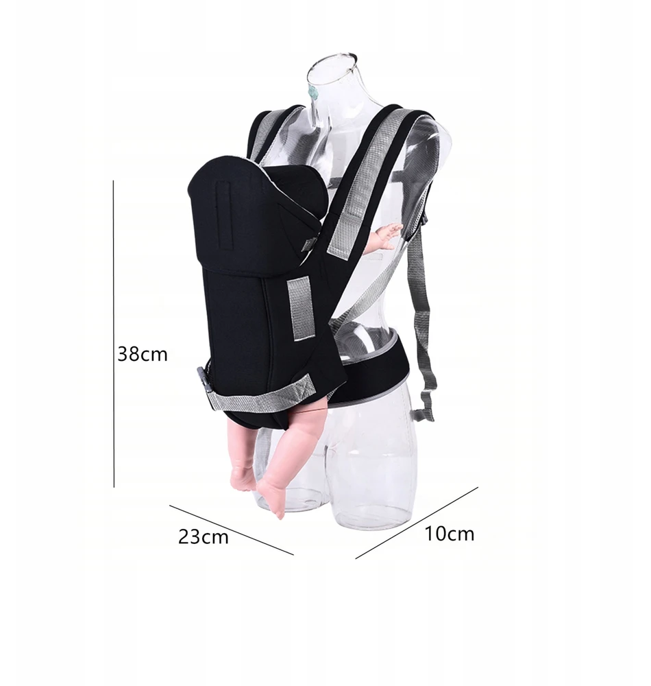 Ergonomiška kelioninė klubinė nešynė kūdikiui iki 13 kg, juoda