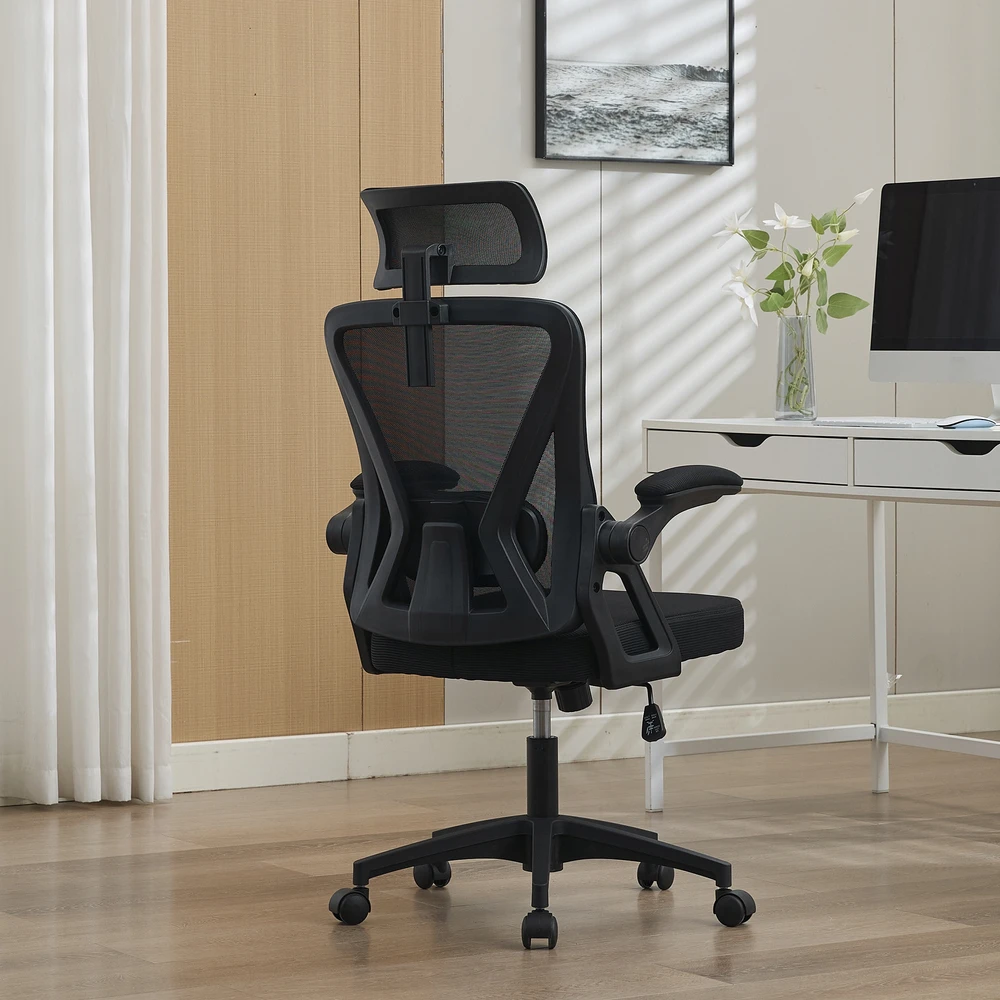 Ergonomiška tinklinė stalo kėdė, reguliuojama juosmens ir galvos atrama, aukštas atlošas, namų biuras