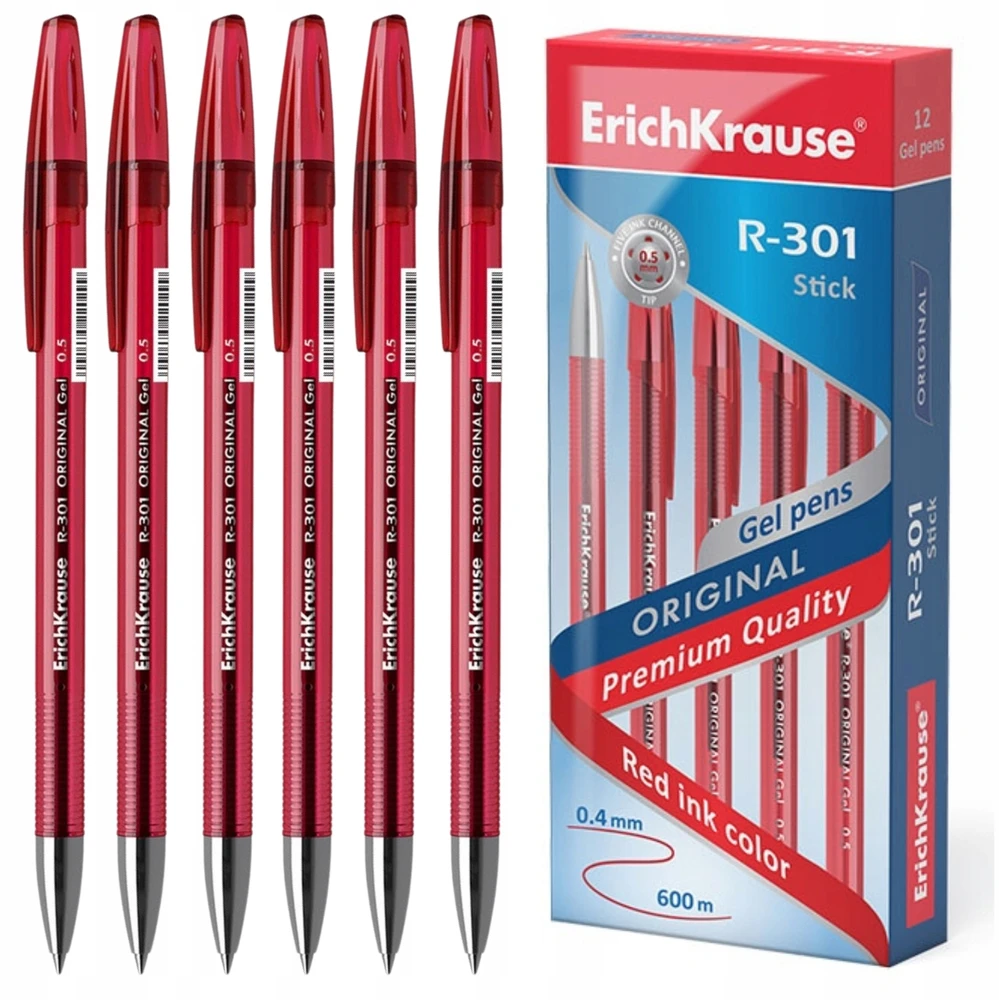 Gelinis rašiklis R-301 ORIGINAL, ErichKrause, 0.5 mm, raudonos sp.