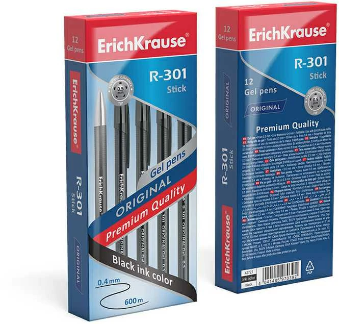 Gelinis rašiklis R-301 ORIGINAL, ErichKrause, 0.5 mm, juodos sp.