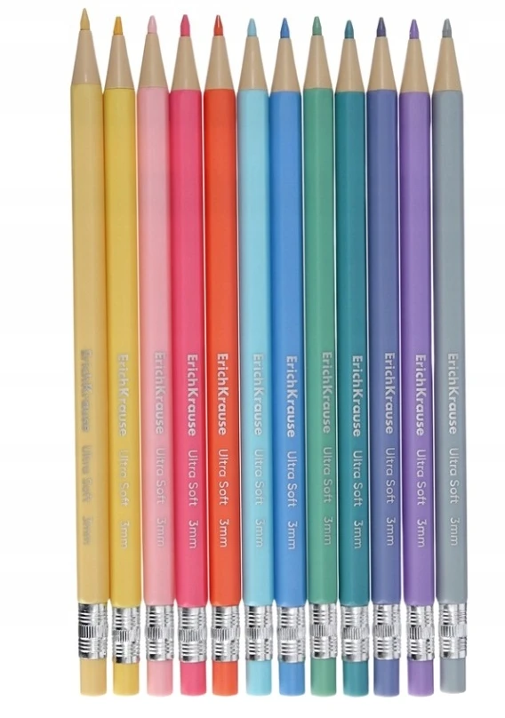 ERICHKRAUSE MIKY PASTEL AUTOMATINIAI PIŠTUKAI 12 SPALVŲ PASTELĖ NEDŪSTAMI