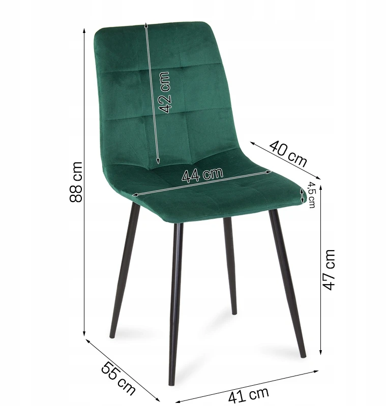 Escal 042 VELUR kėdė, minkšta, ŽALIOS metalinės kojos