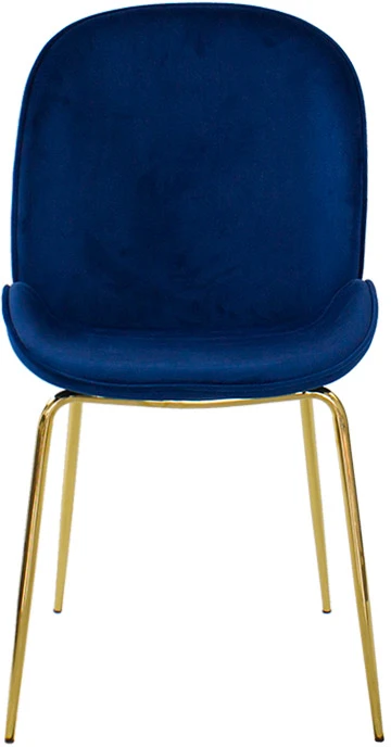 Escal Glamour mėlyna art deco kėdė svetainei, valgomajam, auksinės kojos 020V-BL