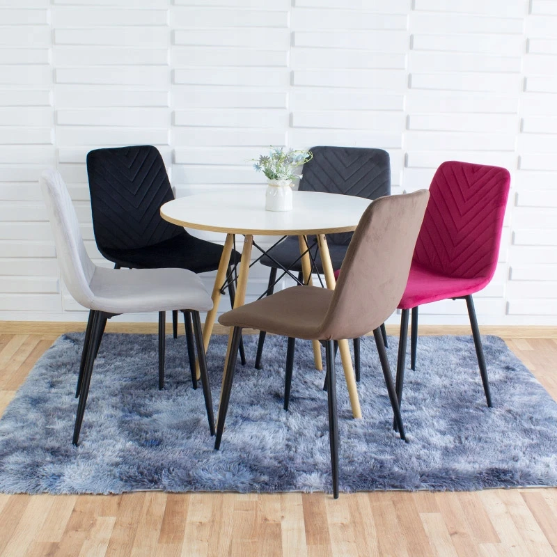 Escal PILKA dygsniuota aksominė kėdė svetainei, biurui, JUODOS kojos, SILKĖLIŲ raštas 049B