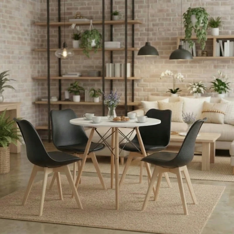 Escal SVETAINĖS KAMBARIO VALGOMO KĖDĖ Juodas Loft Bucket STILINGA Premium EKO ODA