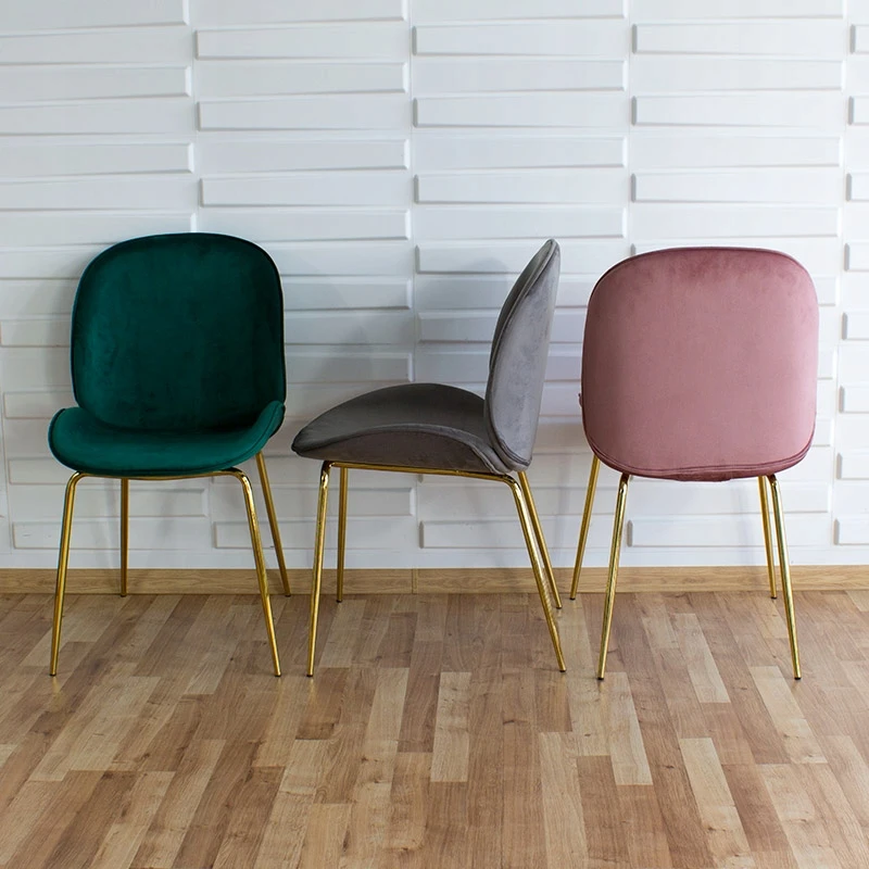 Escal Žalia kėdė svetainei ir valgomajam GLAMOUR, elegantiškos auksinės kojos 020V-GR