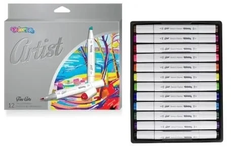 Žymekliai eskizams dvipusiai Colorino Artist 12 spalvų