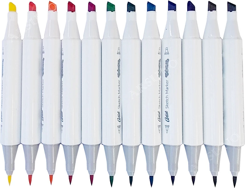 Žymekliai eskizams dvipusiai Colorino Artist 12 spalvų