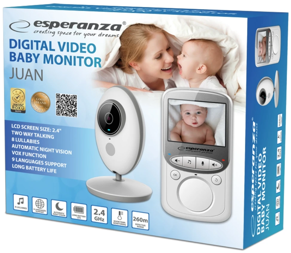 Esperanza ELEKTRONINĖ AUKLĖS KAMEROS TIESIOGINIO VAIZDO VAIZDO LCD NAKTINIS REŽIMAS