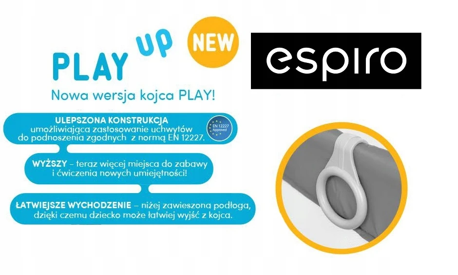 Espiro kojec PLAY UP podwyższany + UCHWYTY žalias
