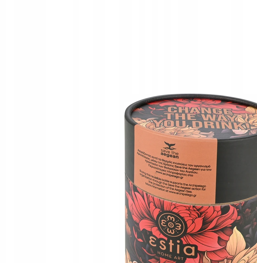 Estia Gėlėtas termokubilas su šiaudeliu 350ml