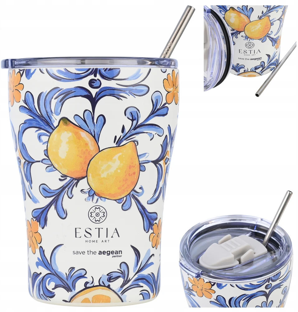 Estia Izoliacinis puodelis kavai ir arbatai su šiaudeliu 350 ml dėžutėje 6/12h