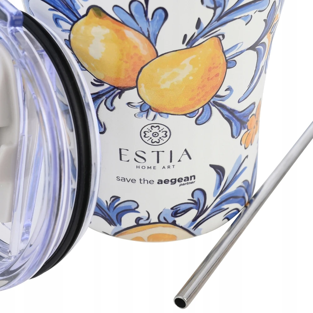 Estia Izoliacinis puodelis kavai ir arbatai su šiaudeliu 350 ml dėžutėje 6/12h