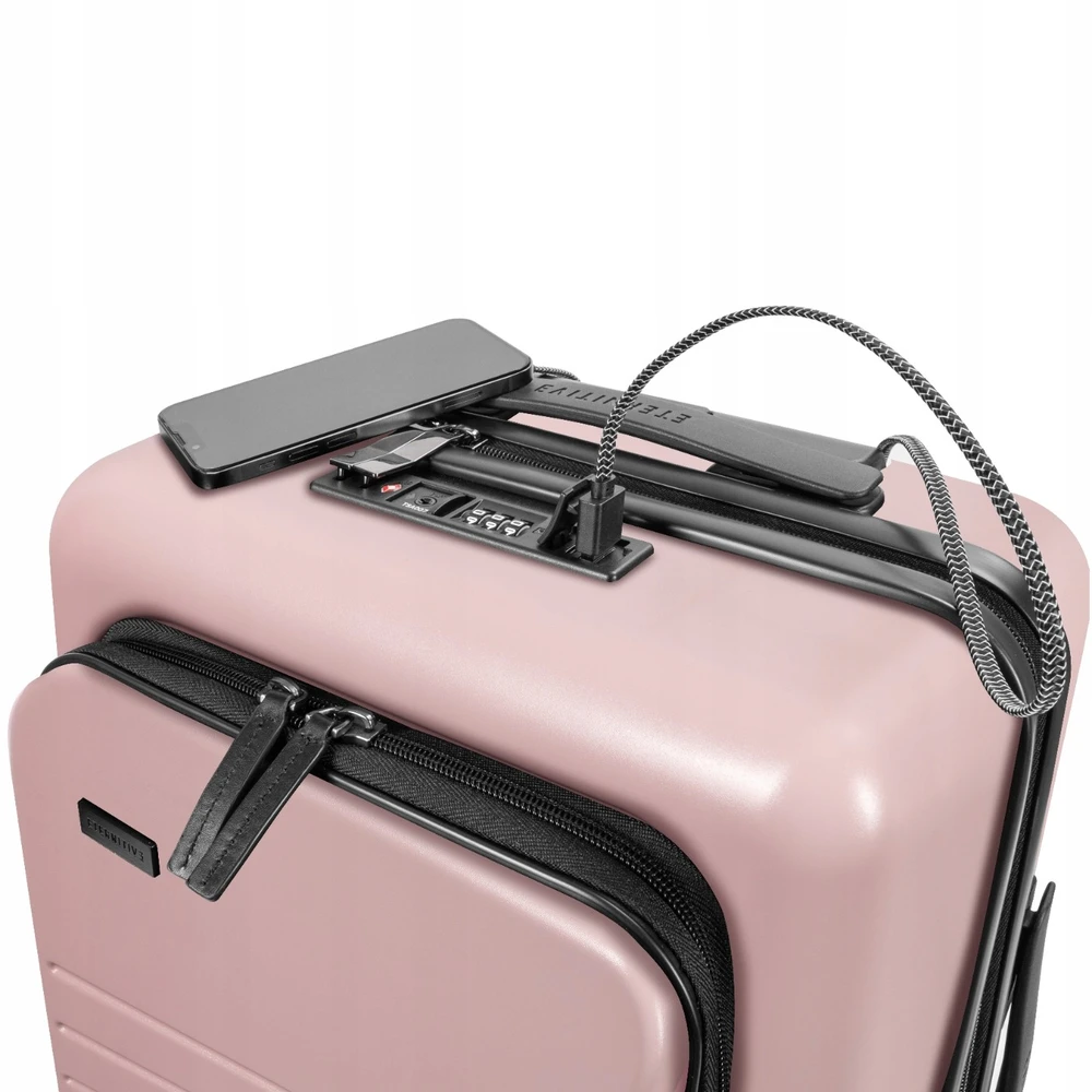Eternitive Eternity E3 Cabin Lagaminas ABS + Polikarbonato USB prievadas 360° Ratai rožiniai