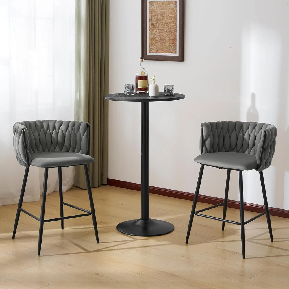 EUGAD 2 BARŲ KIEMEČIŲ RINKINYS ATGALĖS ATRAŠTA PĖDŲ ATRAŠTA BISTRO KĖDĖ HOKER 89 CM