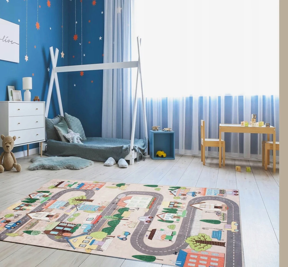 Eureka Home DYWAN DZIECIĘCY DROGA ULICA DLA DZIECI ULICZKI ANTYPOŚLIZGOWY MODNY 160X220