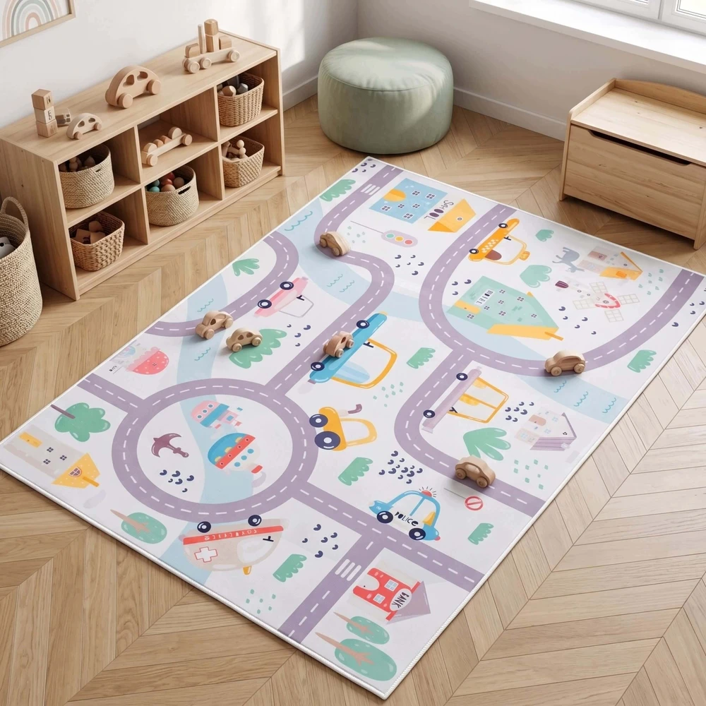 Eureka Home DYWAN DZIECIĘCY DROGA ULICA ULICE DO POKOJU DZIECKA ANTYPOŚLIZGOWY 80X120