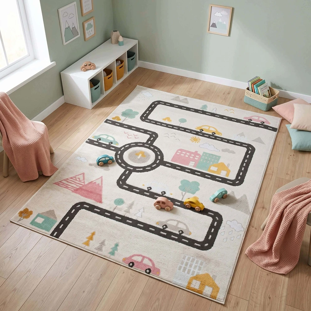 Eureka Home DYWAN DZIECIĘCY DROGA ULICA ULICE 120X170 CM DO POKOJU DZIECKA DZIECIĘCEGO