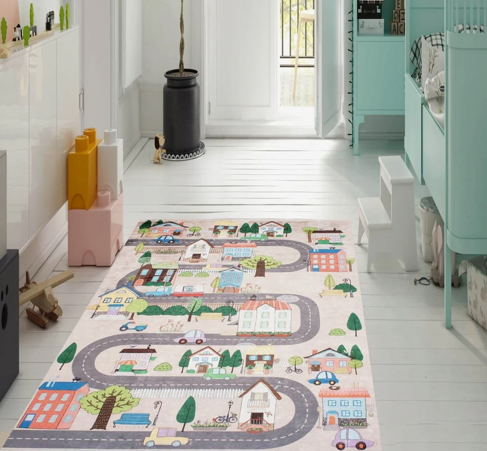 Eureka Home DYWAN DZIECIĘCY DROGA ULICA DLA DZIECI ULICZKI ANTYPOŚLIZGOWY MODNY 160X220