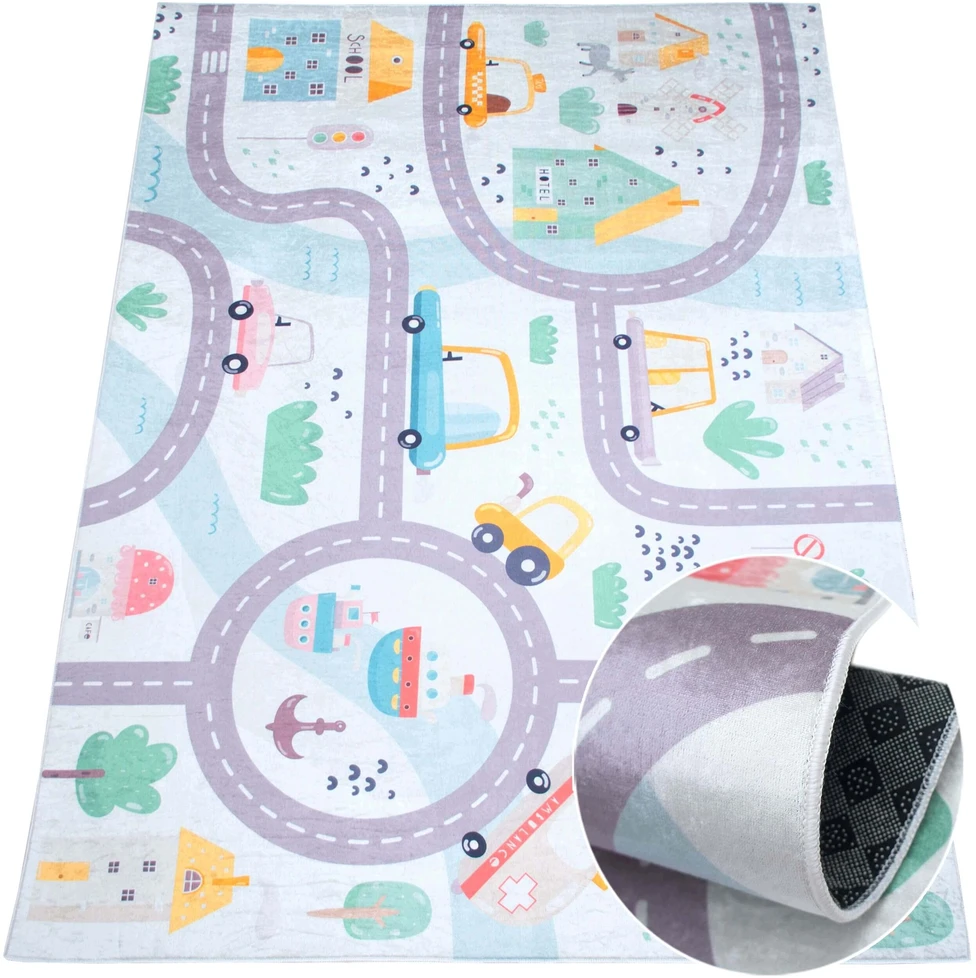 Eureka Home DYWAN DZIECIĘCY DROGA ULICA ULICE DO POKOJU DZIECKA ANTYPOŚLIZGOWY 80X120