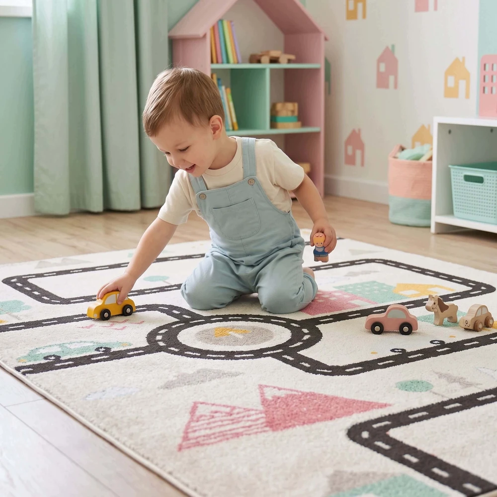 Eureka Home DYWAN DZIECIĘCY DROGA ULICA ULICE 120X170 CM DO POKOJU DZIECKA DZIECIĘCEGO