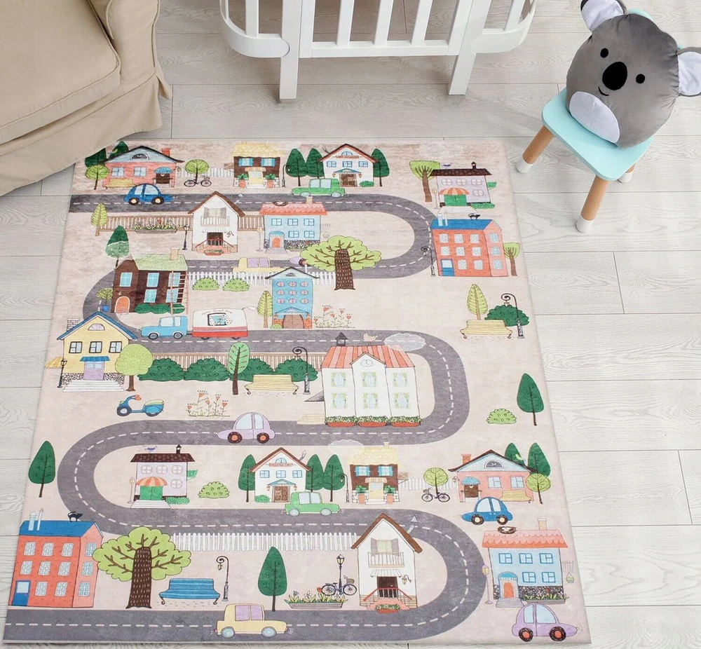 Eureka Home DYWAN DZIECIĘCY DROGA ULICA DLA DZIECI ULICZKI ANTYPOŚLIZGOWY MODNY 160X220
