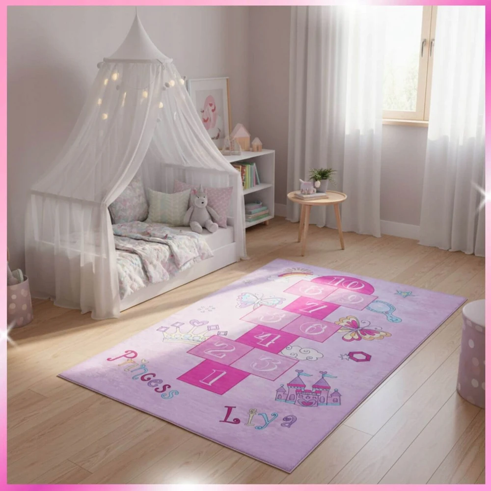 Eureka Home KILIMAS MERGAITEI, VAIKŲ KLASĖ, ROŽINĖS, VAIKŲ KAMBARIO 80X120 CM