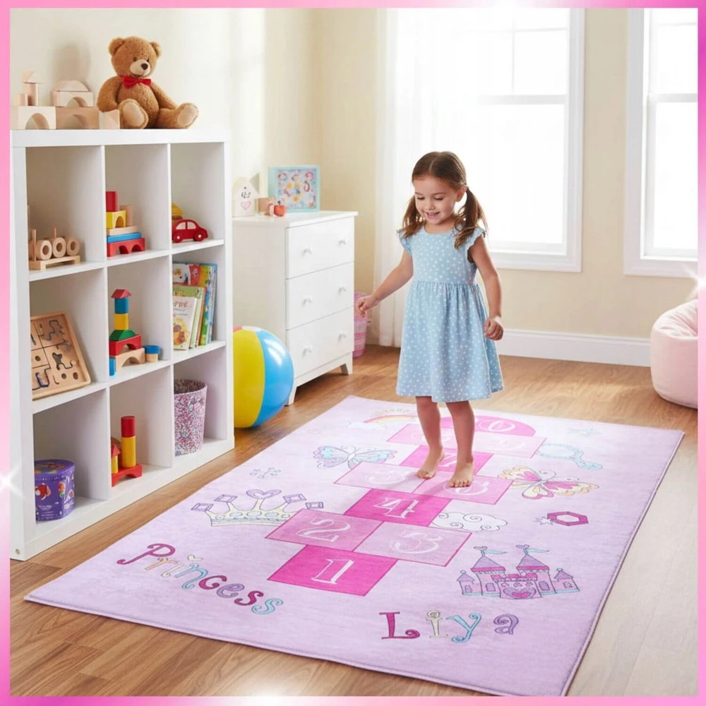 Eureka Home KILIMAS MERGAITEI, VAIKŲ KLASĖ, ROŽINĖS, VAIKŲ KAMBARIO 80X120 CM
