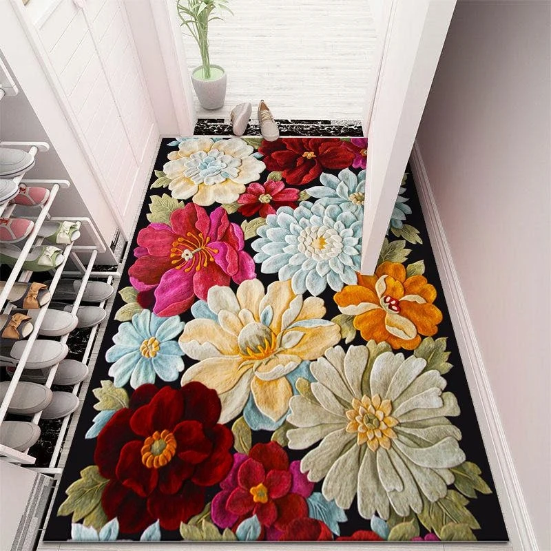 Eureka Home Kiliminės gėlės bijūnai aksomas plaunamas 80x120 spalvų neslystantis veliūras 120