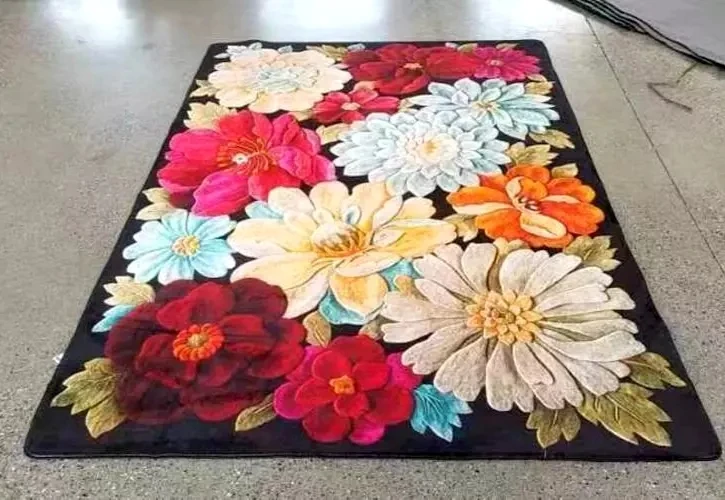 Eureka Home Kiliminės gėlės bijūnai aksomas plaunamas 80x120 spalvų neslystantis veliūras 120