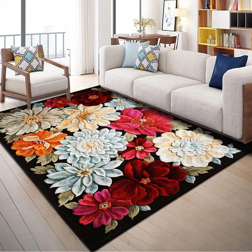 Eureka Home Kiliminės gėlės bijūnai aksomas plaunamas 80x120 spalvų neslystantis veliūras 120