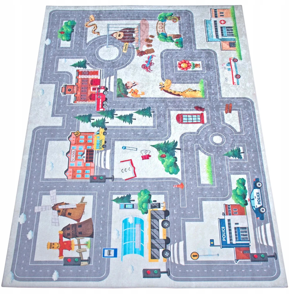 Eureka Home VAIKŲ KILIMAS KELIŲ GATVĖS VAIKŲ KAMBARIAI, ANTISLĖDIMAS 120X180