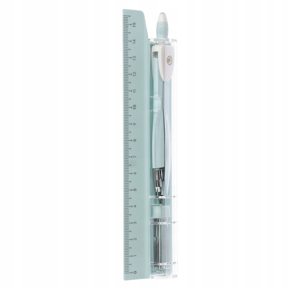 Euro Trade Metalinis kompasas + 15 cm liniuotė pastelinės mėlynos spalvos - STARPAK