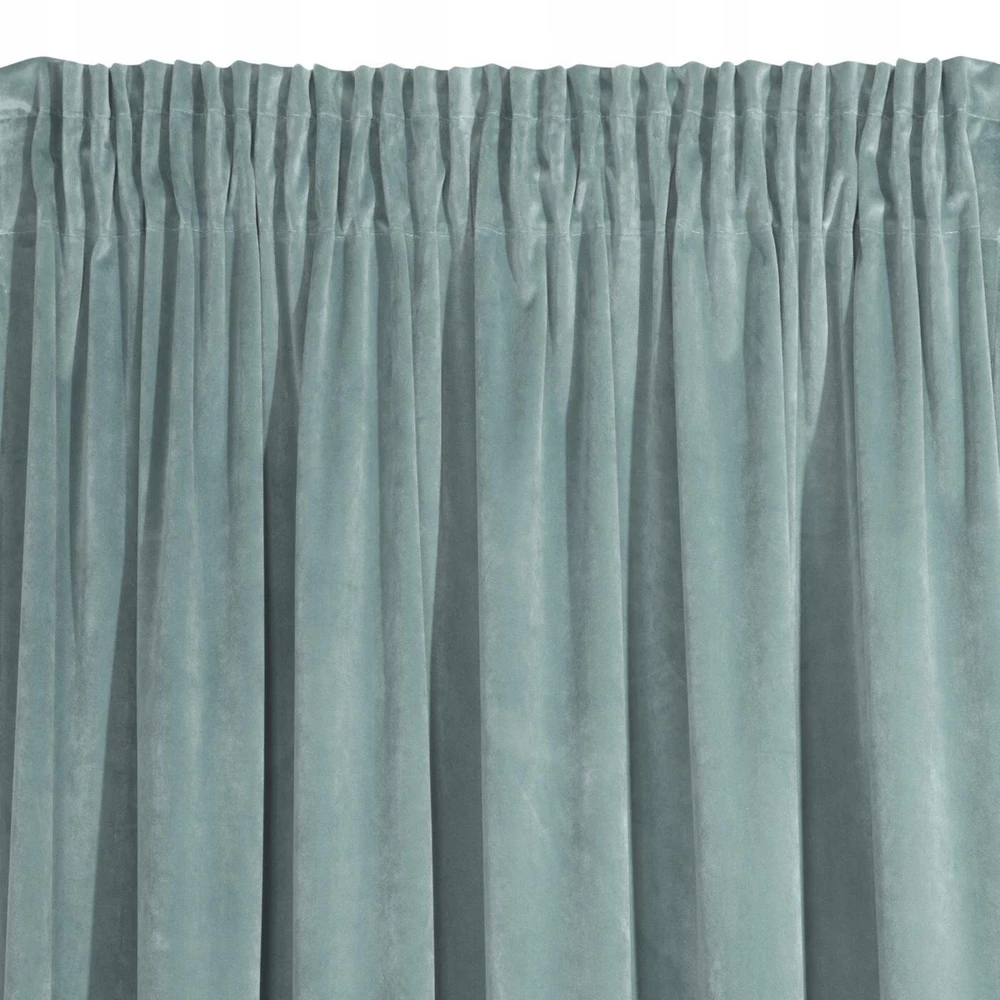 Naktinė užuolaida iš minkšto aksomo Eurofirany DIVA LINE RIA 140X270 cm, juosta/ tunelis/ kabliukai, 300 g/m2, spalva: žydra