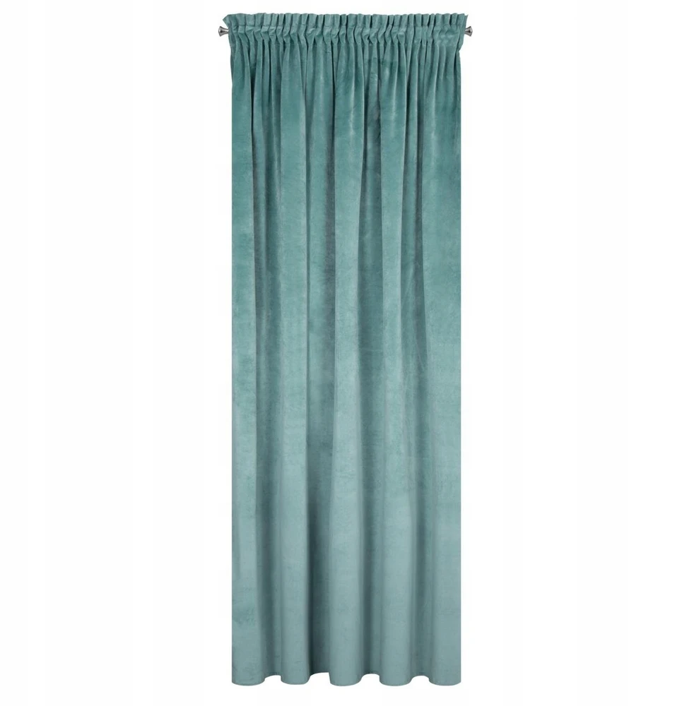 Naktinė užuolaida iš minkšto aksomo Eurofirany DIVA LINE RIA 140X270 cm, juosta/ tunelis/ kabliukai, 300 g/m2, spalva: žydra