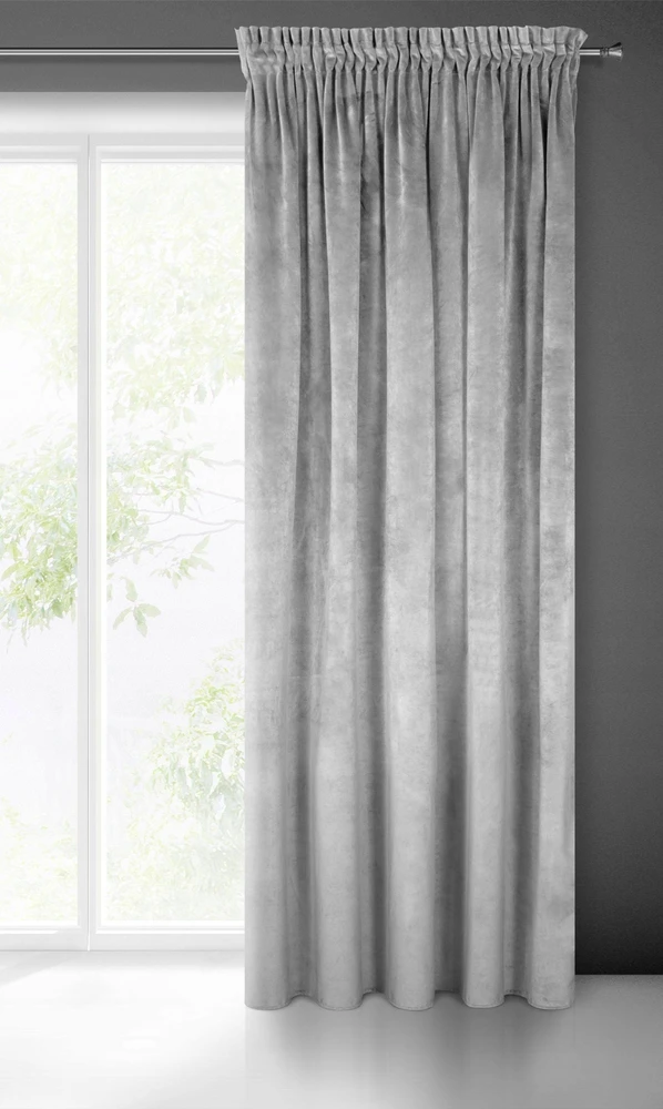 Naktinė užuolaida iš minkšto aksomo Eurofirany DIVA LINE RIA 140X270 cm, juosta/ tunelis/ kabliukai, 300 g/m2, spalva: plieno