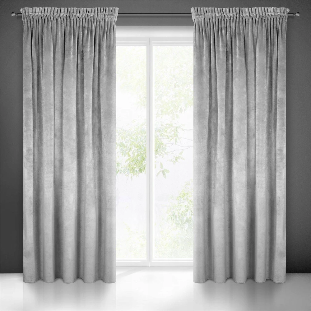 Naktinė užuolaida iš minkšto aksomo Eurofirany DIVA LINE RIA 140X270 cm, juosta/ tunelis/ kabliukai, 300 g/m2, spalva: plieno