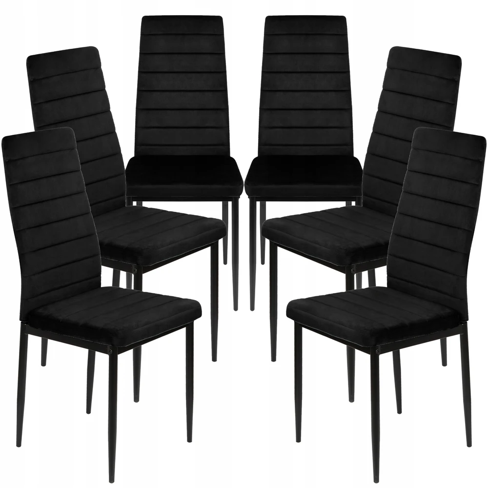 Eurostyle 4 x Juodas VELVET MINŠTA KĖDĖ SVETAINES VALGOMAS VITO