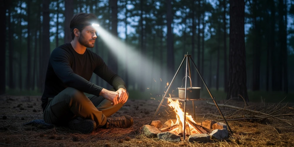 EVI LED GALVOS LEMPAS Įkraunamas GALVOS LEMPAS Galingas vandeniui atsparus žibintas GESTUES USB-C