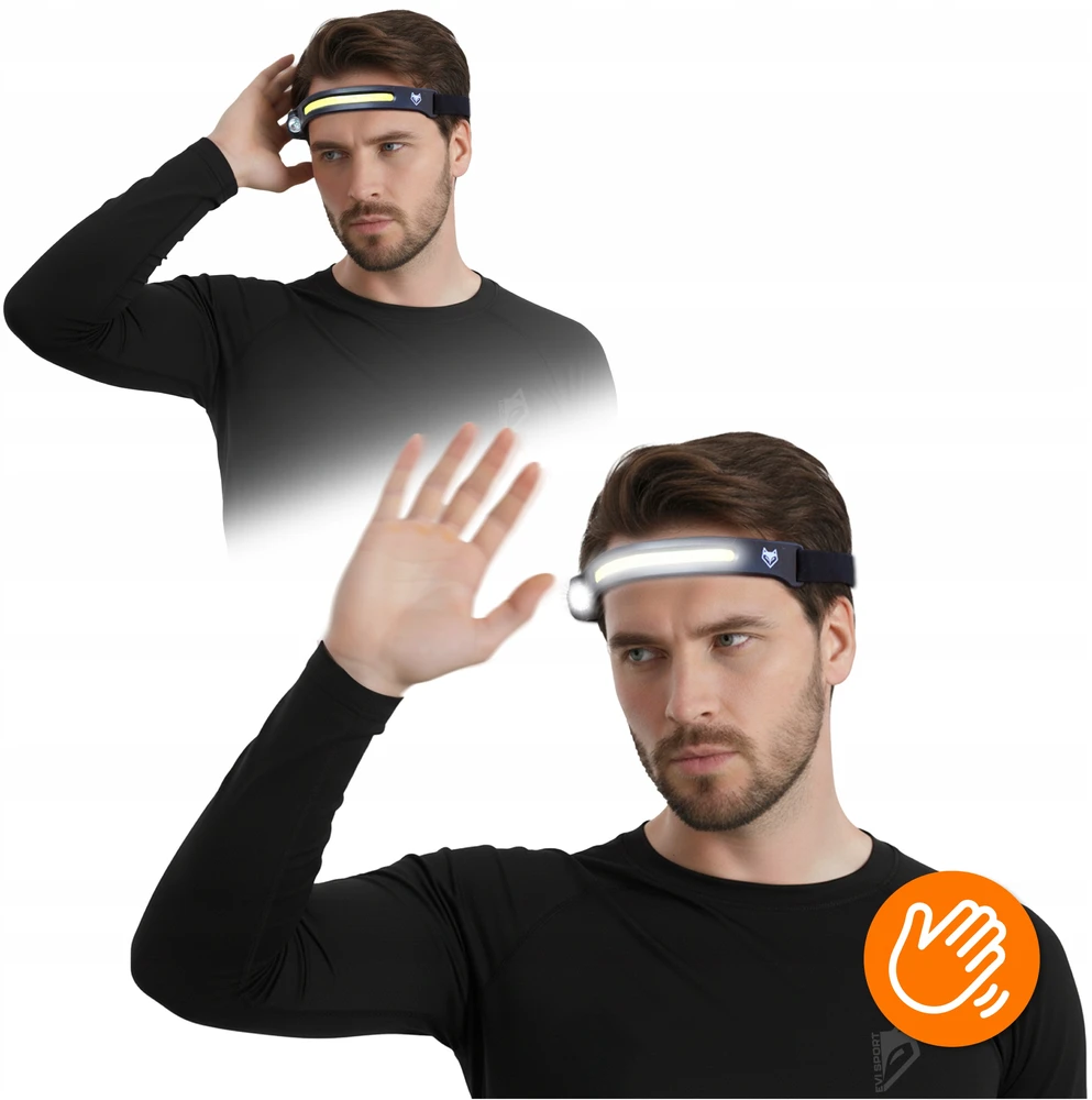 EVI LED GALVOS LEMPAS Įkraunamas GALVOS LEMPAS Galingas vandeniui atsparus žibintas GESTUES USB-C