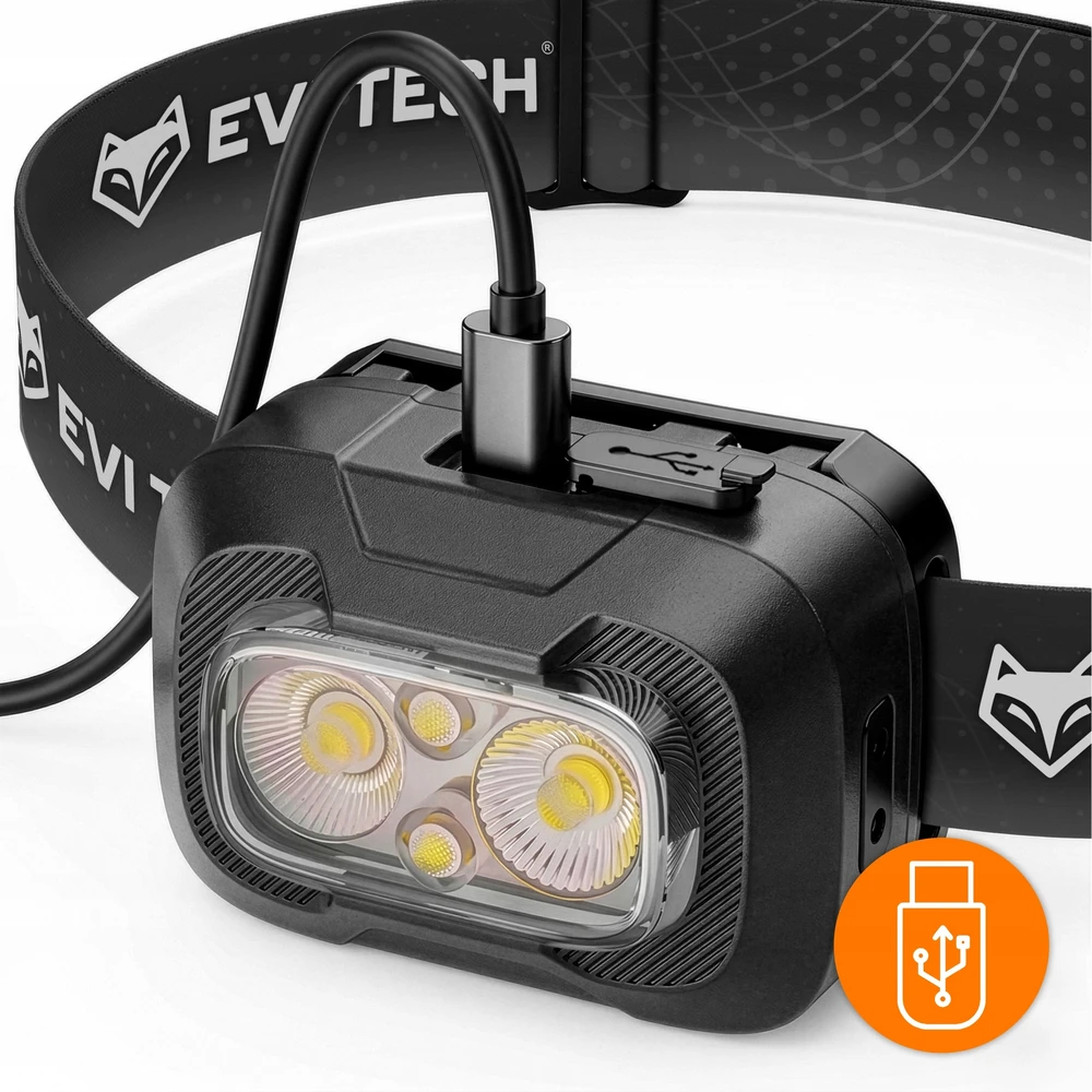 EVI LED PRIEKINIS LEMPAS PRIEKINIS LEMPAS GALINGAS AKUMULIATORIUS GALVOS JUDESIO JUTIKLIS USB-C