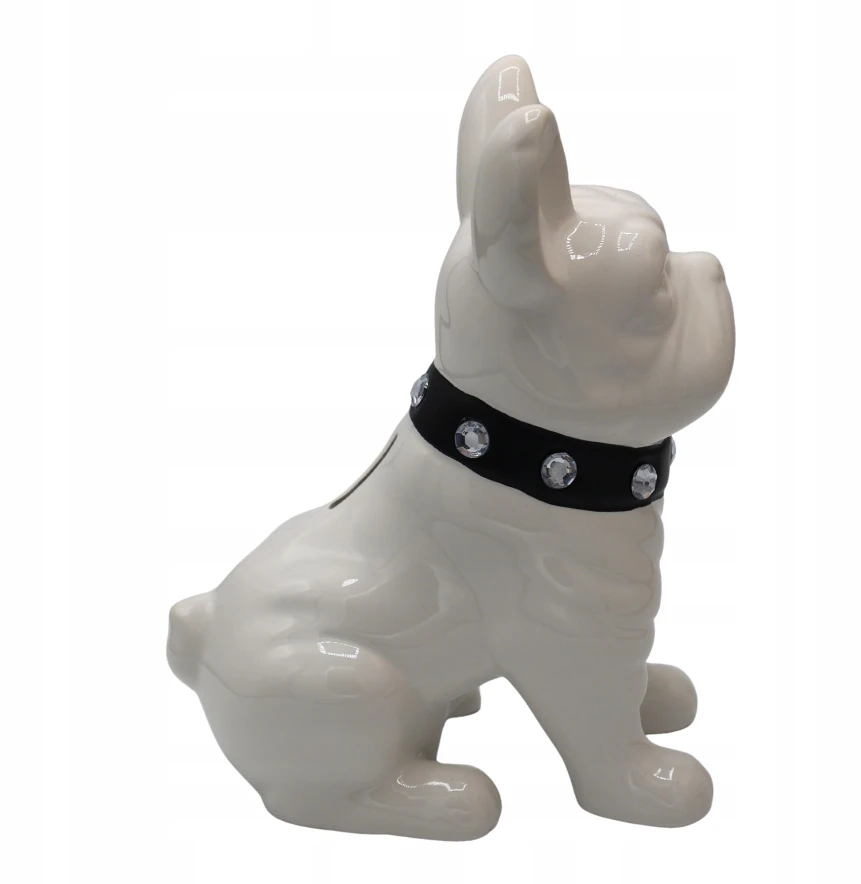 Ewax SKARBONKA BULDOG Baltas Z CZARNĄ OBROŻĄ 23,5 cm