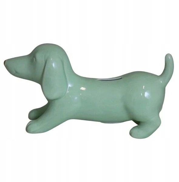 Ewax Skarbonka Jamnik ceramiczny miętowy ze złotym noskiem 19x10 cm