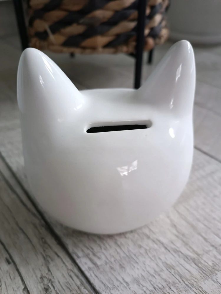 Ewax Skarbonka kot balta keramikinė 12 cm
