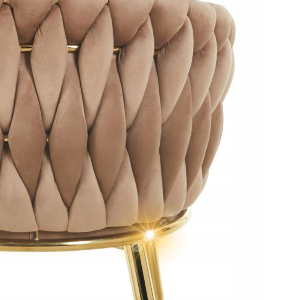 Ewygodnie MINŠTA AKSOMINĖ KĖDĖ SU AUKSINĖMIS KOJĖLĖMIS GLAMOUR CAPPUCINO