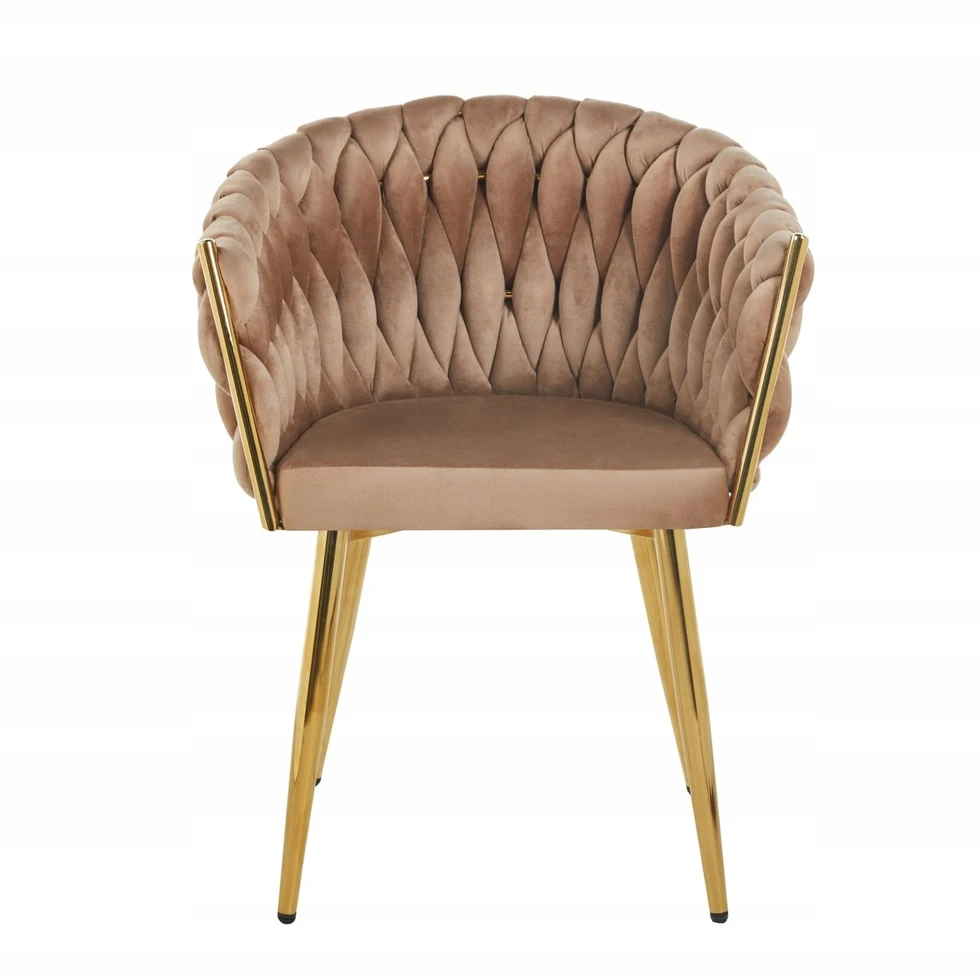 Ewygodnie MINŠTA AKSOMINĖ KĖDĖ SU AUKSINĖMIS KOJĖLĖMIS GLAMOUR CAPPUCINO